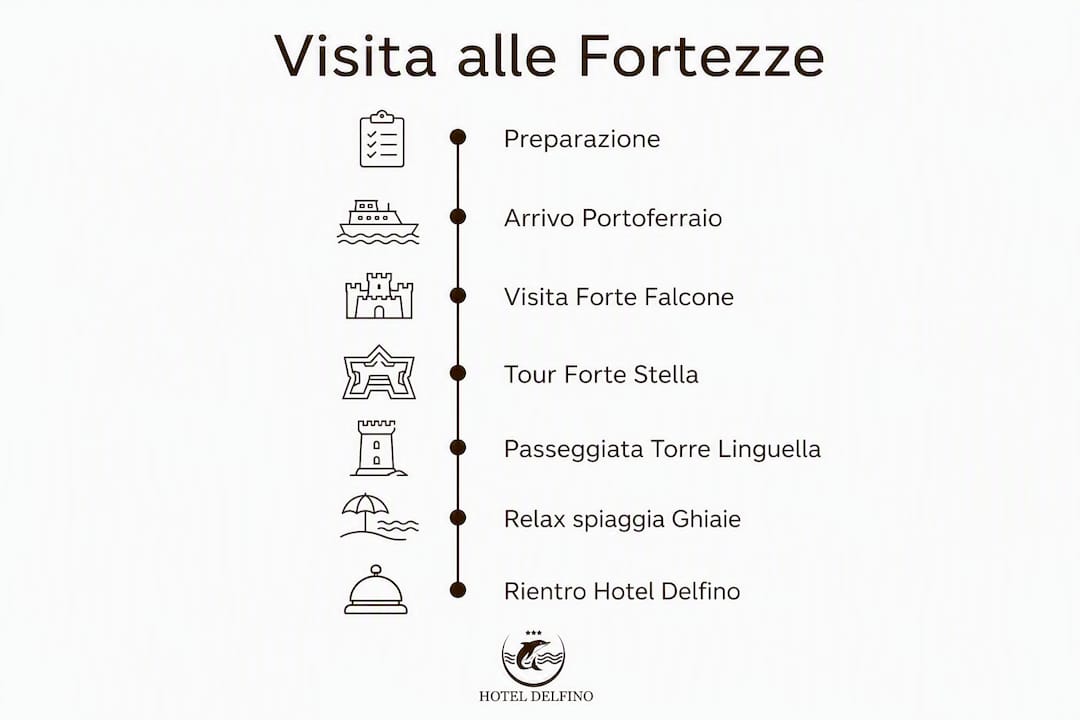 Infografica: itinerario consigliato per visitare le Fortezze Medicee dell’Elba