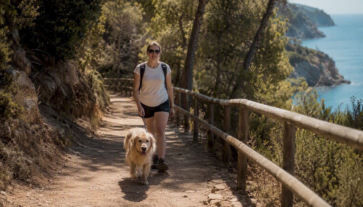 Cane e proprietario sul sentiero della Vecchia Ferrovia
