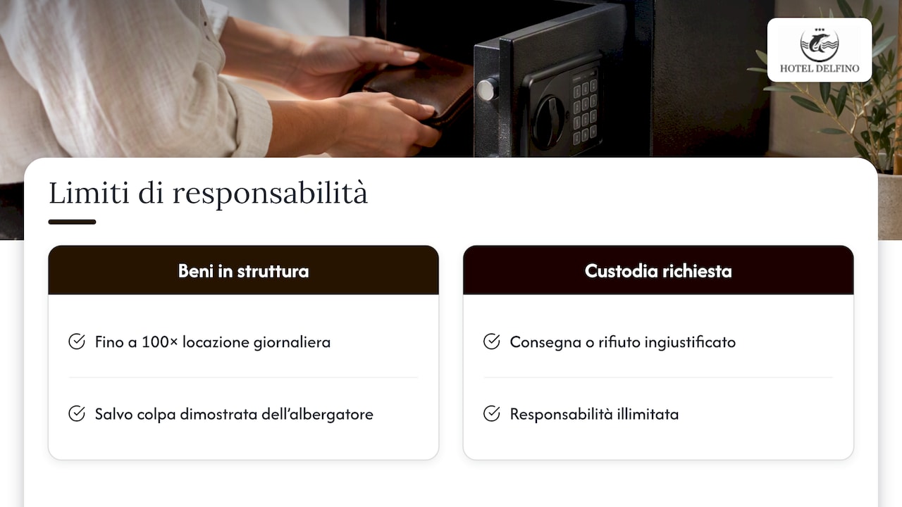 Cosa dice la legge italiana sulla responsabilità per i beni in albergo — overview diagram
